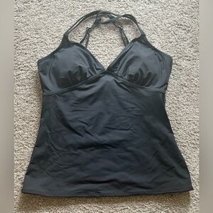 Garnet Hill Black Women's Swim Top size 14 Adjustable Straps